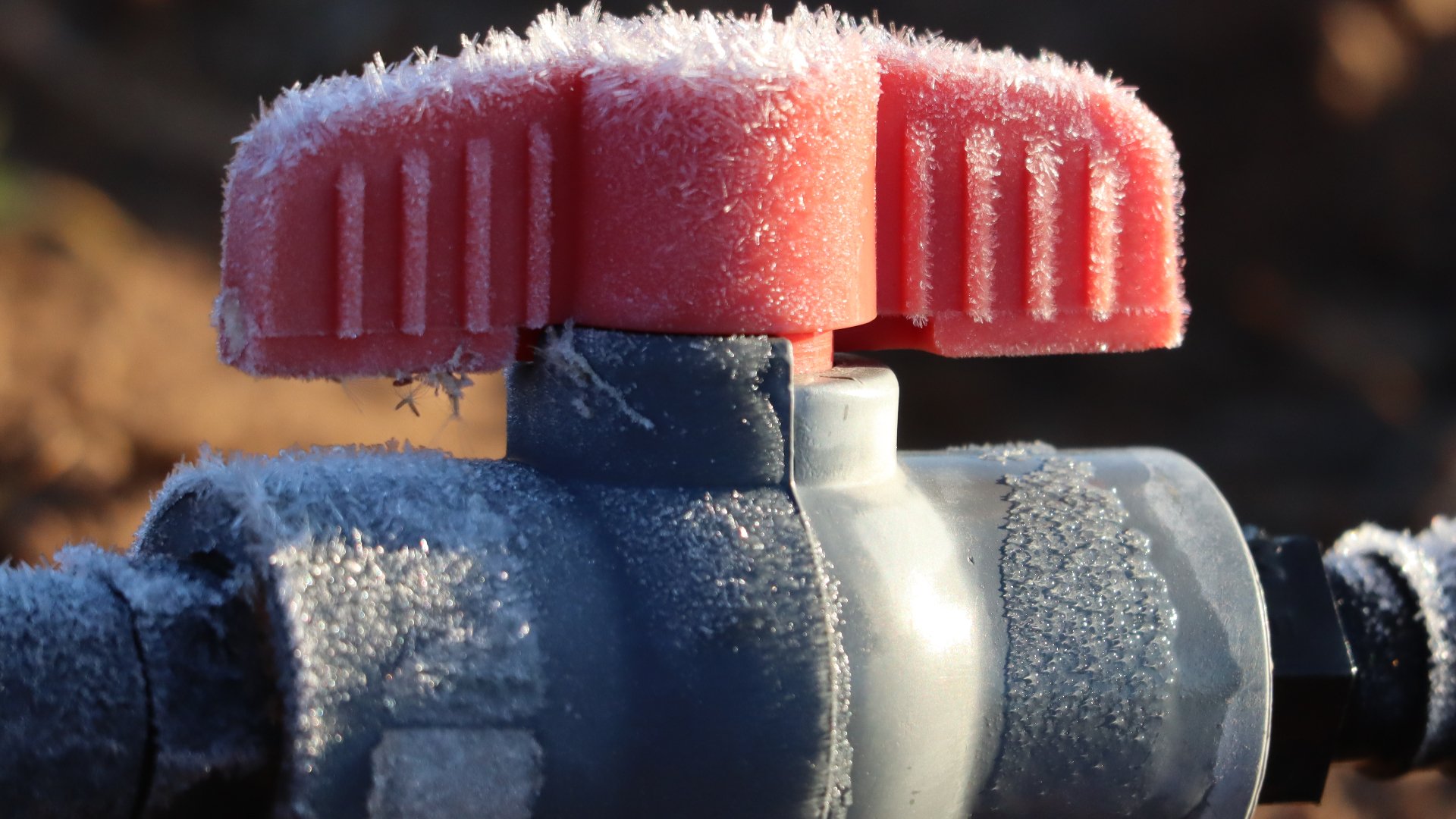 A irrigation system valve frozen over in the dead of winter in Nicollet, MN.