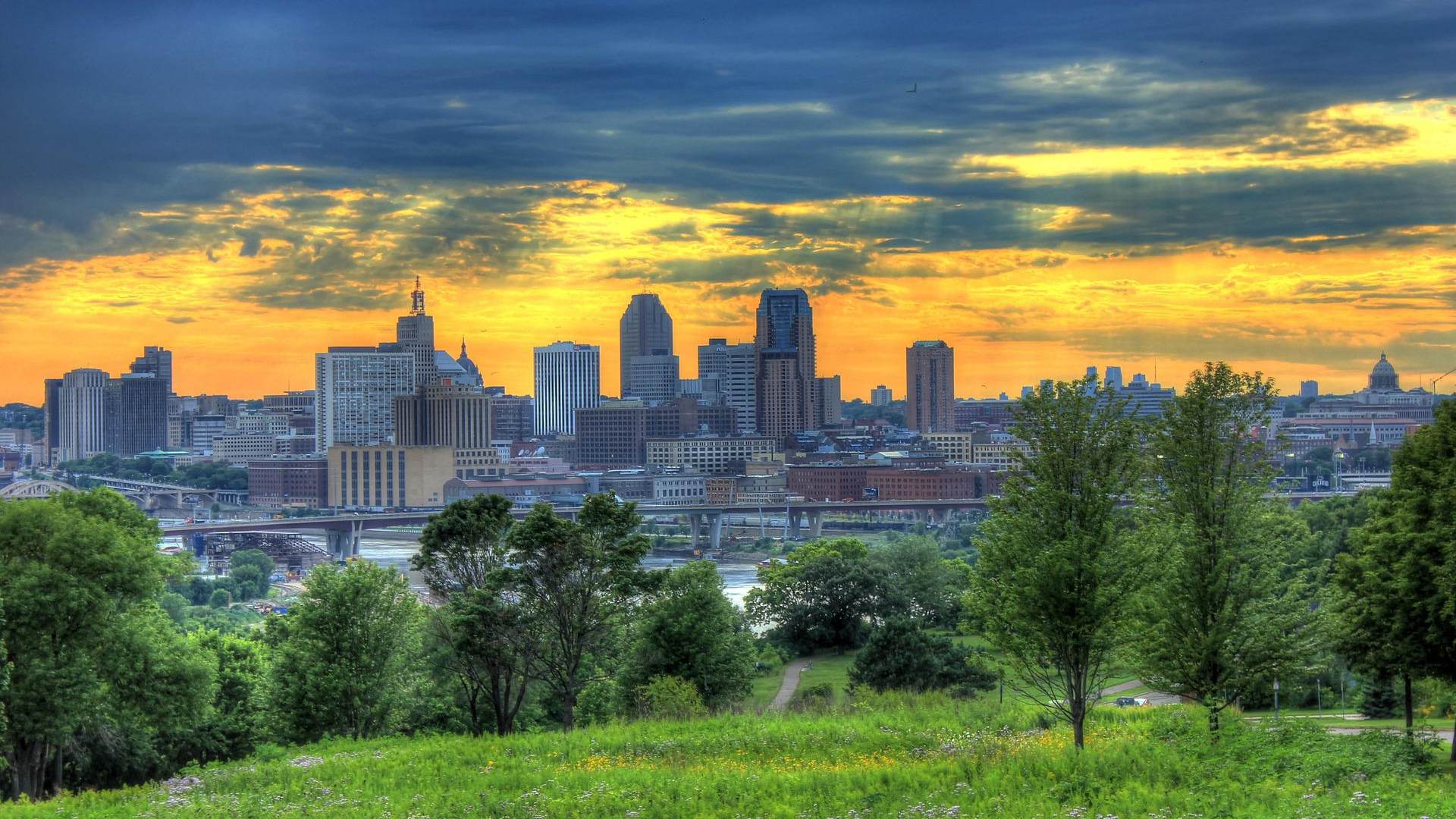 Skyline of Minnesota in Mankato, MN.