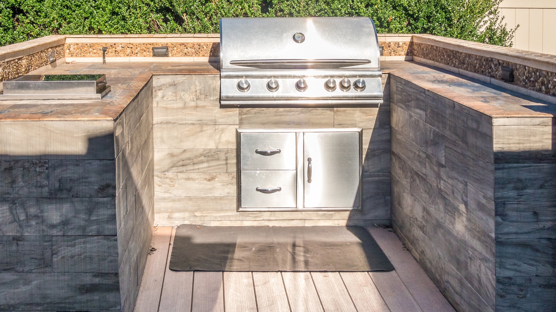 A pristine and newly installed outdoor kitchen at our client's home in Cleveland, MN.